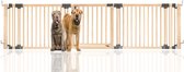 Safetots Assortiment de barrières Multi panneaux en bois pour animaux domestiques, jusqu'à 296,5 cm (11 options disponibles), bois naturel, barrière multi-panneaux flexible, séparateur de pièce avec porte pour chien et Puppy, installation facile