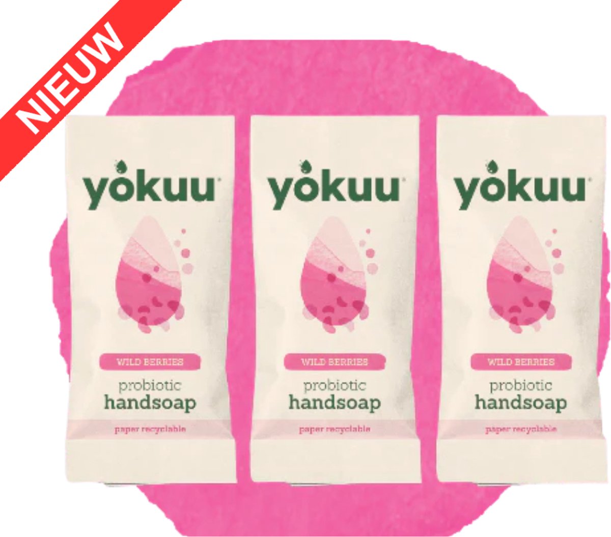 Goedkoopste YOKUU Probiotische Vegan Handzeep – Wilde Bessen Geur – Navulling met 3 Parels – Schuimende Waterloze Zeep