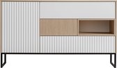 Ladenkast - Zoe 1D3S - Laden - Planken - Metalen poten - Visgraat - Wit - Naturel - 148,5 cm
