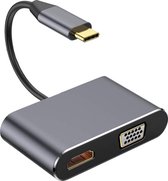4-in-1 Video Converter - USB-C naar HDMI, VGA en USB+USB-C - Grijs