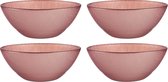 Vivalto Kommetjes/serveer schaaltjes/soepkommen - 4x - Murano - glas - D15 x H6 cm - roze - Stapelbaar