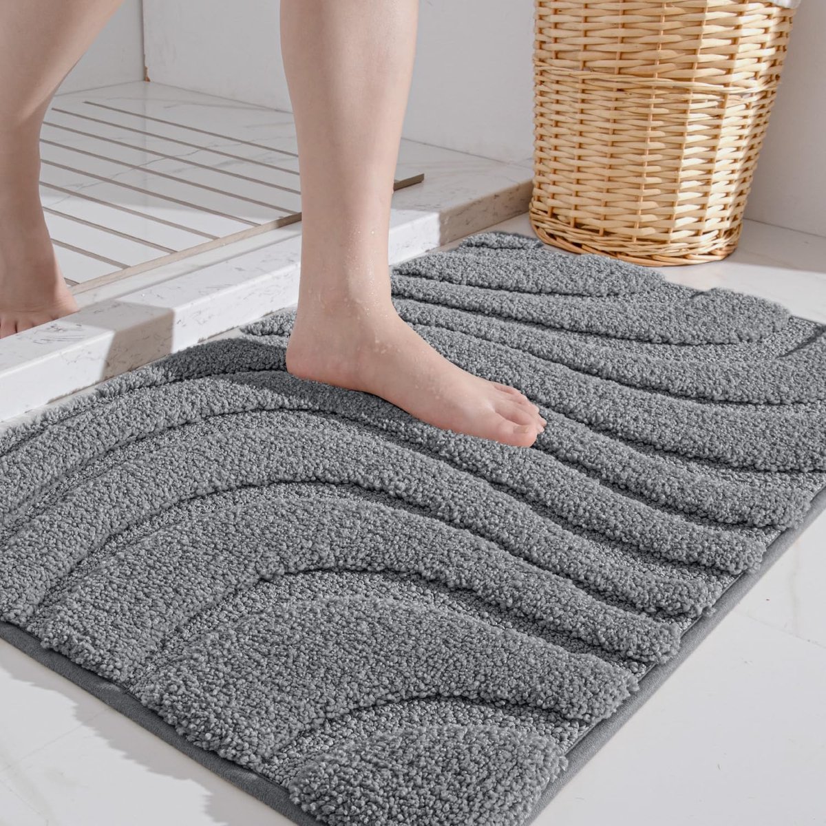 Antislip badmat 40 x 60 cm, ultrazachte absorberende badmat voor badkuip, douche en badkamer, donkergrijs