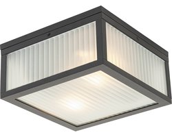 QAZQA charlois – Moderne Plafondlamp voor buiten – 2 lichts – L 24 cm – Zwart – Buitenverlichting
