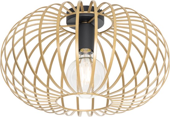 QAZQA johanna - Design Plafondlamp - 1 lichts - Ø 390 mm - Goud - Woonkamer | Slaapkamer | Keuken