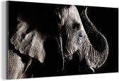 Décoration murale Métal - Peinture Aluminium Industriel - Eléphant - Zwart - Animaux - Nature - 40x20 cm - Dibond - Photo sur aluminium - Décoration murale industrielle - Pour le salon/chambre