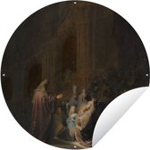 Tuincirkel Het loflied van Simeon - Schilderij van Rembrandt van Rijn - 60x60 cm - Ronde Tuinposter - Buiten