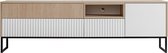 TV-meubel - Zoe 1D2K1S - Lade - Planken - Metalen poten - Visgraat - Wit - Naturel - 197 cm