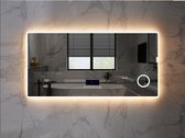 Mawialux LED Badkamerspiegel - Dimbaar - 120x70cm - Rechthoek - Verwarming - Digitale Klok - Vergroot spiegel - Bluetooth - Myla