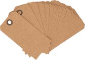 Étiquettes cadeaux - papier kraft/ karton - 20x pièces - 7 x 4 cm - fixer avec corde - étiquettes cadeaux