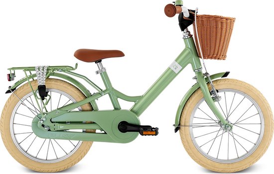 Puky Youke Classic - Kinderfiets - 16 inch - inclusief stuurmand - Retro groen - vanaf 4 jaar