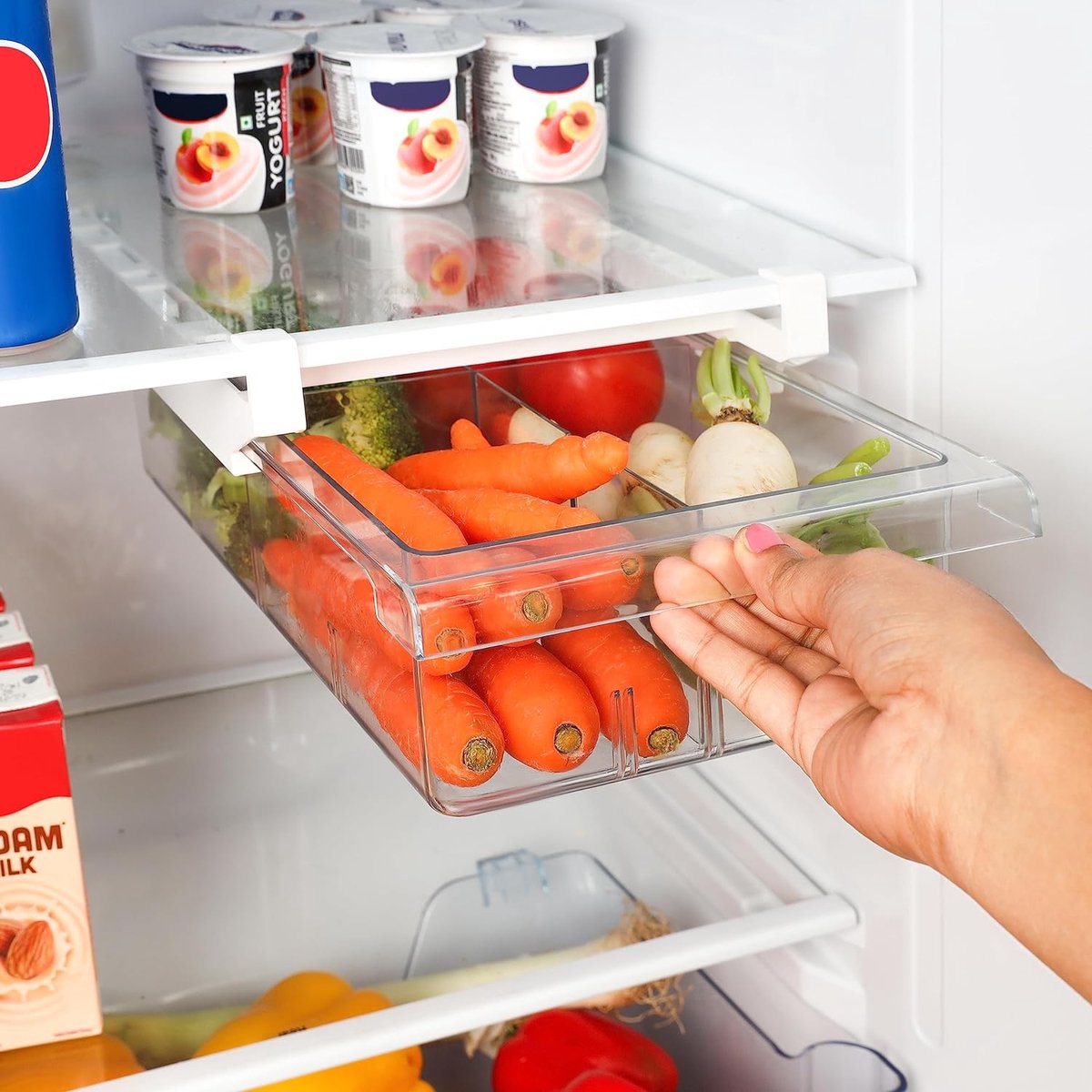 NCTNCX Uittrekbare Koelkastorganizer - Doorzichtig Opbergsysteem Voor Groenten, Fruit En Meer