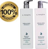 Lanza White Tea - 1000 ml - Shampooing et Lanza L' Anza Healing Strength Après-shampooing au miel de Manuka 1000 ml