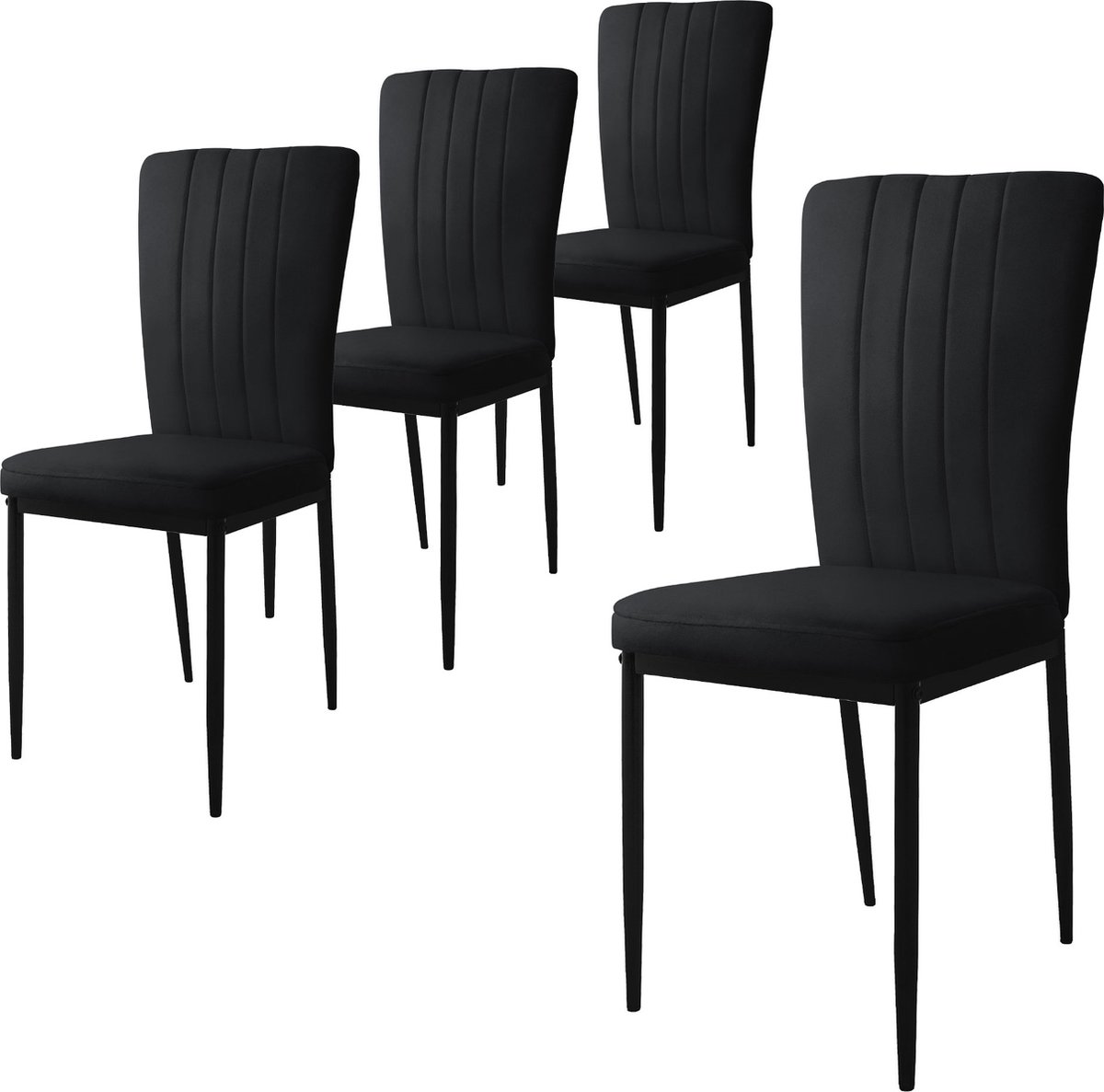 ml-design eetkamerstoelen set van 4 met fluwelen bekleding, zwart, keukenstoelen met rugleuning, gestoffeerde stoel met metalen poten, ergonomische eettafelstoel, moderne eetkamerstoel