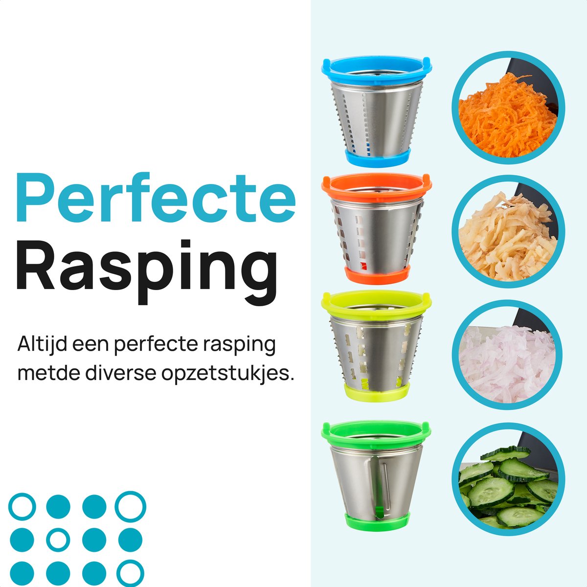 MOA Foodprocessor - Groentesnijder - Hakmolen - BPA-Vrij - Meerdere Opzetstukken - Uiensnijder - RVS/Zwart thumbnail 4