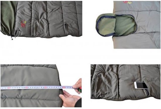 Warme Thermo Slaapzak - Winterslaapzak -20 °C - Slaapzakken 5 Seizoenen inclusief Opbergzak - 220 x 100 cm - Donkergroen van Merkloos — afbeelding 2