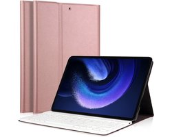 Hoes met toetsenbord geschikt voor Xiaomi Pad 6 / 6 Pro - Keyboard Book Case Cover Hoesje Rosegoud