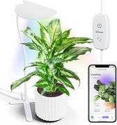 Bluetooth LED plantenlamp, slim groeilicht volledig spectrum met 27 plantengroeispectra en 2 lichtmodi app, 360 graden zwanenhals en afneembaar, automatische timer met traploos dimmen