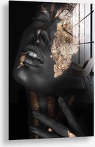 Wallfield™ - Face of Gold III | Glasschilderij | Gehard glas | 60 x 90 cm | Magnetisch Ophangsysteem