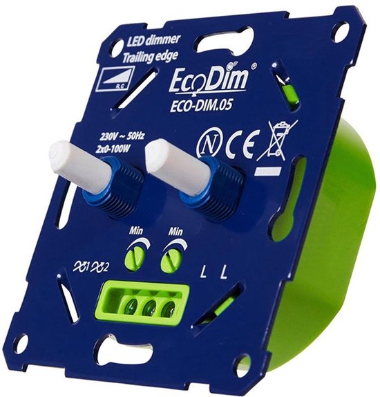Ledvion Duo Dimmer Universale Per LED | 3-200 Watt, Taglio Di Fase, Con Piastra Bianca - 2