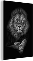 Décoration murale Métal - Aluminium Peinture Industrielle - Lion - Animaux - Zwart - Wit - 120x180 cm - Dibond - Photo sur aluminium - Décoration murale industrielle - Pour le salon / chambre
