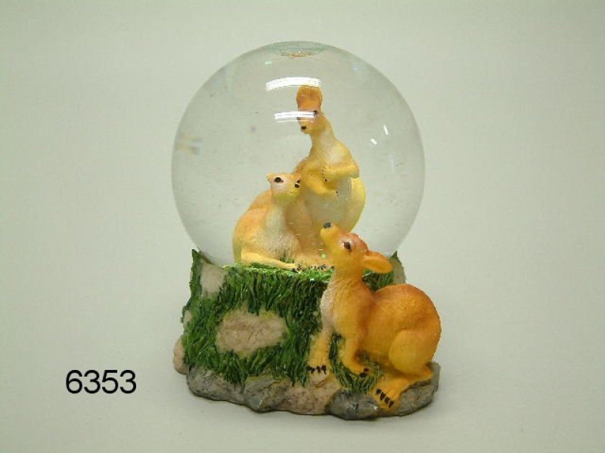 Sneeuwbol kangoeroe – Decoratie – Polyresin/glas – 12 cm