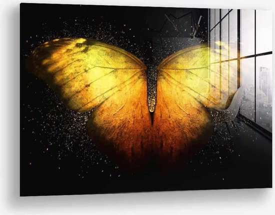Wallfield™ - Butterfly | Glasschilderij | Gehard glas | | Magnetisch Ophangsysteem