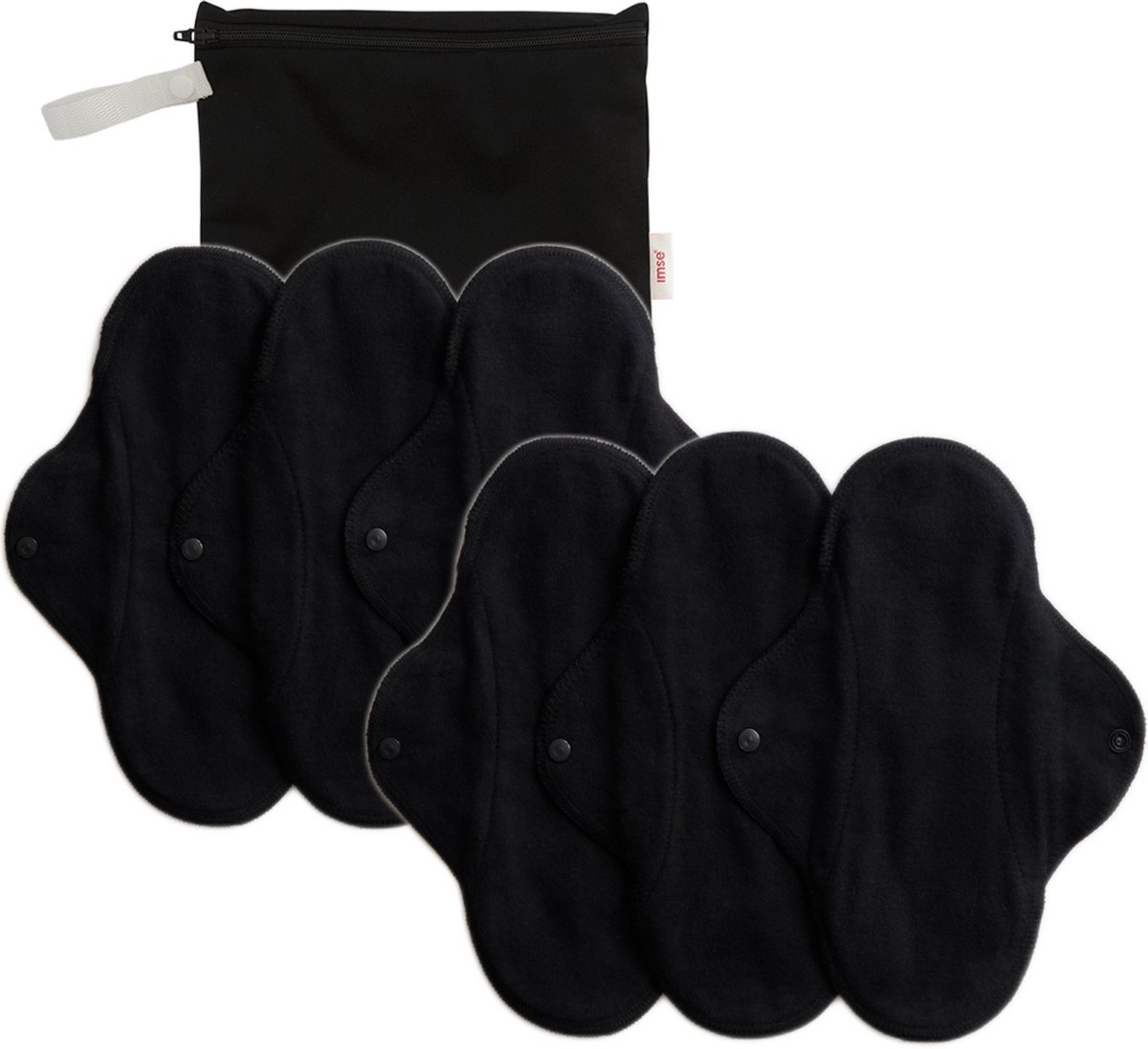 Goedkoopste ImseVimse wasbaar maandverband Normaal/dagverband met wetbag - zwart - 6 stuks