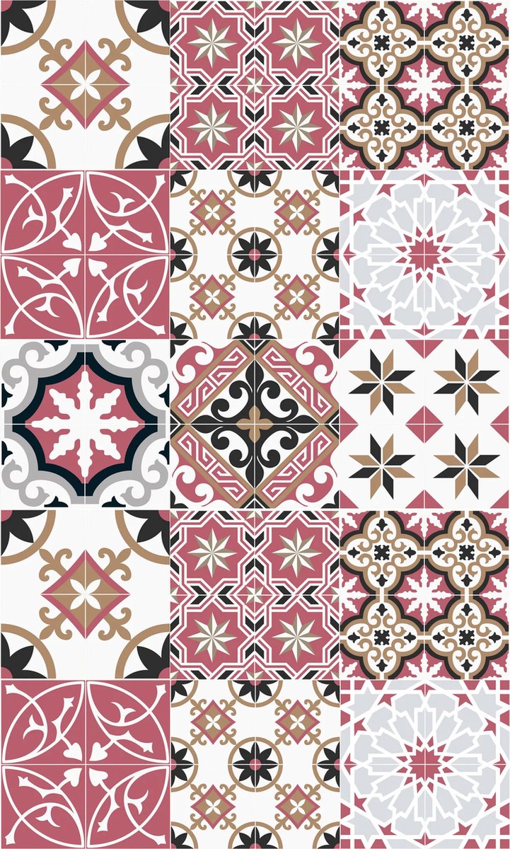 Vinyl |Keukenloper Vinyl | Baladi Rood | 60x100 cm | De Keukenloper Vinyl | Baladi Rood voegt elegantie toe aan je keuken. Duurzaam, hygiënisch en stijlvol, met een modern tegelpatroon. Comfortabel en gemakkelijk te onderhouden!