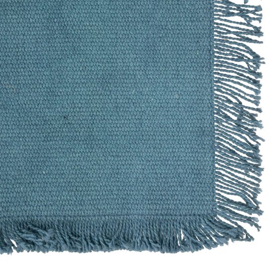 Secret de Gourmet Maha Set de table en coton à franges - Set de 4 pièces - 45x30cm - Blauw