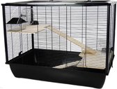 Cage pour hamster avec jouets pour hamster - Avec roue pour hamster - Cage pour rats - Cage pour hamster à 2 étages - Zwart