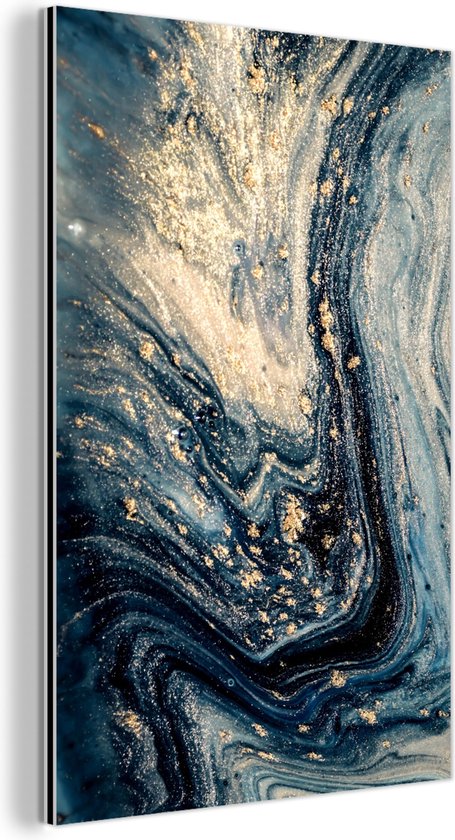 Décoration murale Métal - Aluminium - Marbre - Peinture - Glitter - Goud - 20x30 cm