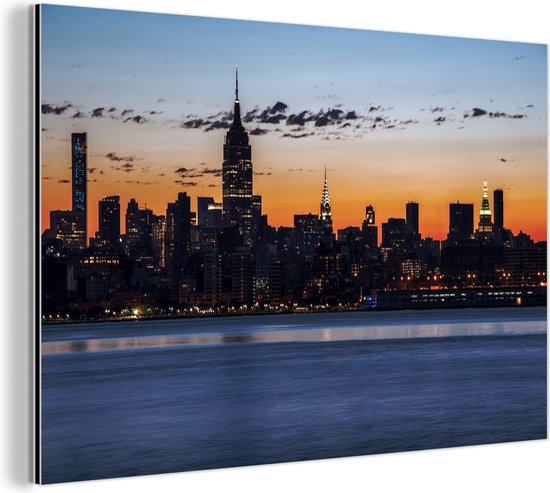 Wanddecoratie Metaal - Aluminium Schilderij Industrieel - New York - Skyline - Amerika - 180x120 cm - Dibond - Foto op aluminium - Industriële muurdecoratie - Voor de woonkamer/slaapkamer