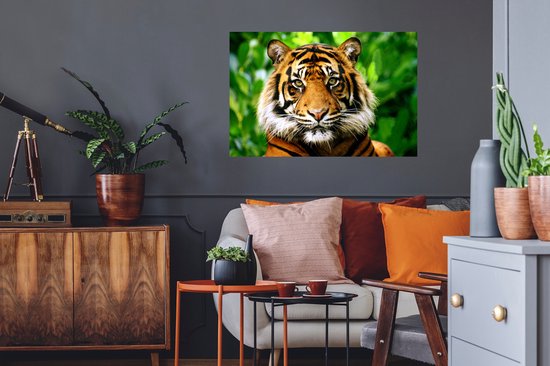 Sticker Muursticker Tigre - Jungle du tigre de Sumatra - 90x60 cm - film adhésif autocollant - sticker mural repositionnable
