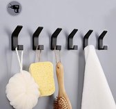 SHOP YOLO- Handdoekhouder zonder boren- wandhouder zelfklevende haken voor badkamer-roestvrij-6 stuks-zwart