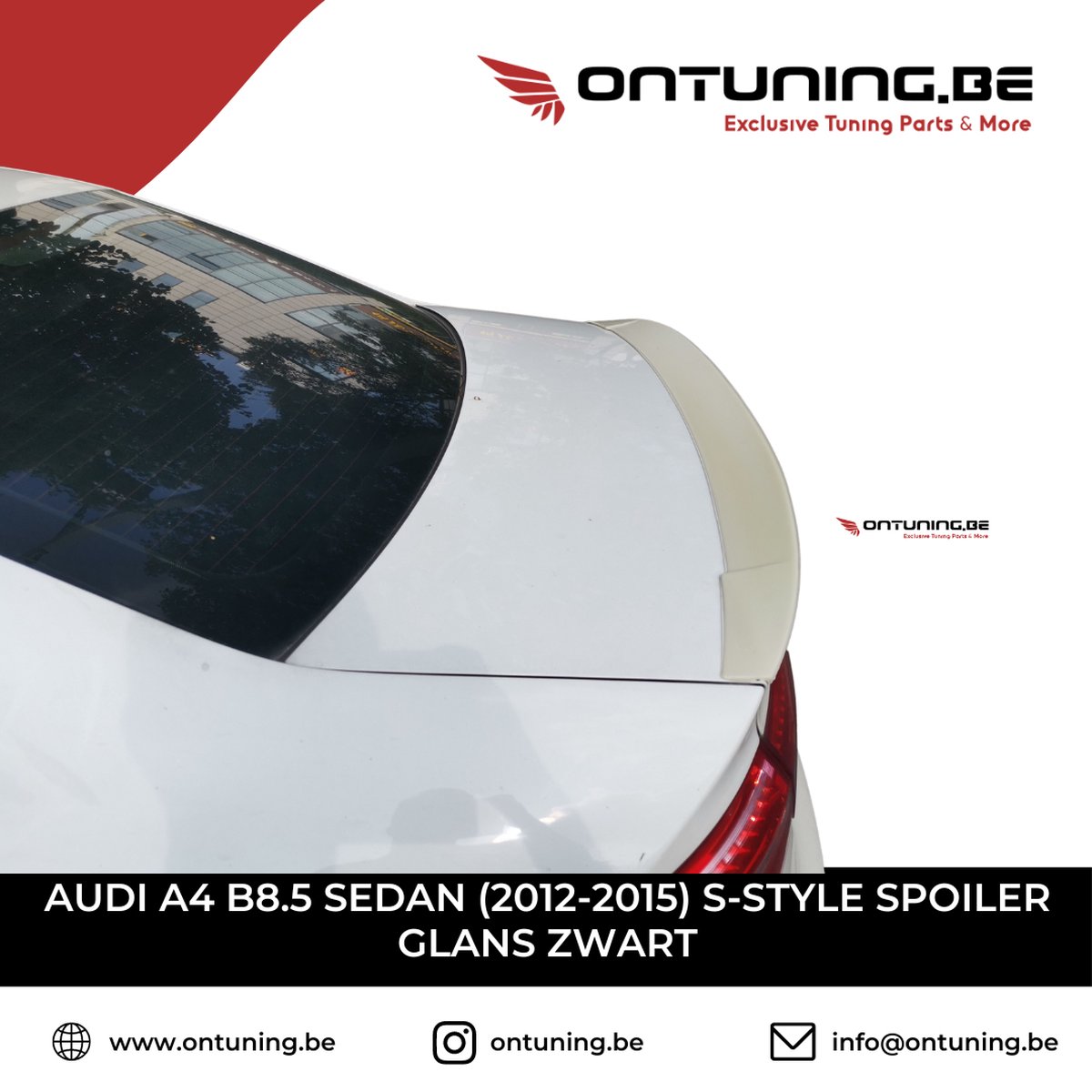 AUDI A4 B8.5 Sedan (2012-2015) S-Style Spoiler Glans Zwart