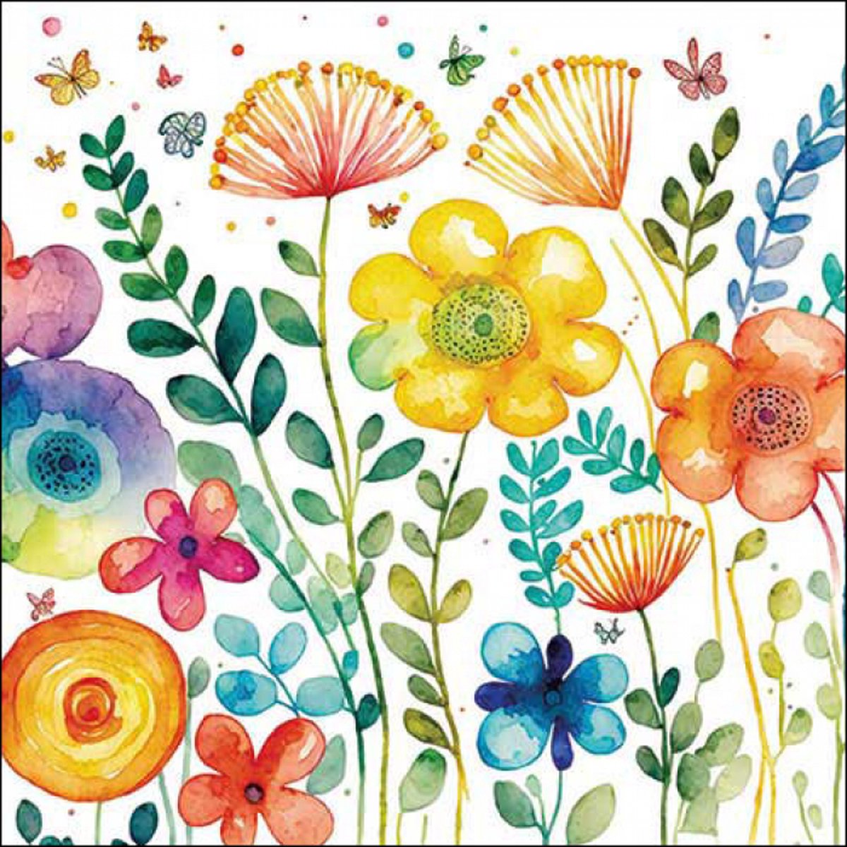 1 Pakje papieren cocktail servetten - Vibrant spring white - 20 servetten - 25x25cm - Tafelaankleding - Decoratie - Decoupage