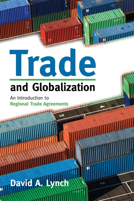 Couverture du livre : 'Trade and Globalization' avec des piles de conteneurs maritimes rouges, bleus, verts et oranges.