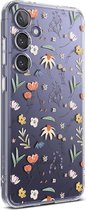 Ringke Fusion Design | Hoesje Geschikt voor Samsung Galaxy S24 Plus | Back Cover met Antikrascoating | Militaire Standaard | Dry Flowers