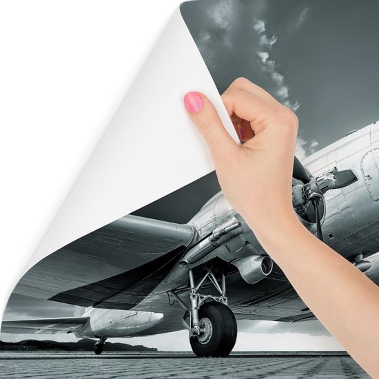405cm X Papier peint photo - Papier Peint - Avion Vintage Noir & Blanc, Impression Premium, Colle à Papier Peint Incluse