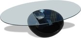vidaXL - Salontafel - met - ovale - glazen - tafelblad - hoogglans - zwart