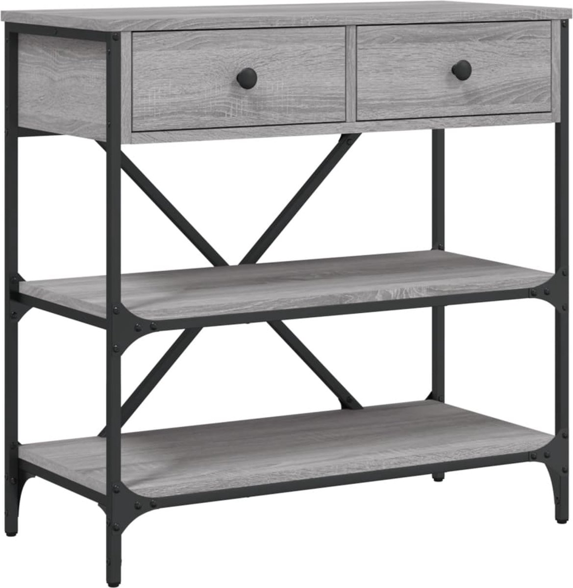 vidaXL Wandtafel - 75x34,5x75 - cm - bewerkt - hout - grijs - sonoma - eikenkleurig grijs sonoma eiken