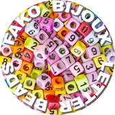 Fako Bijoux® - Cijferkralen Vierkant - Number Beads - Acryl Kralen - Sieraden Maken - 250 Stuks - Mix