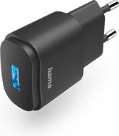 Hama Oplader - USB-A Adapter - Muurlader - Wandlader - 6 W - Geschikt voor Smartphone en Tablet - Zwart