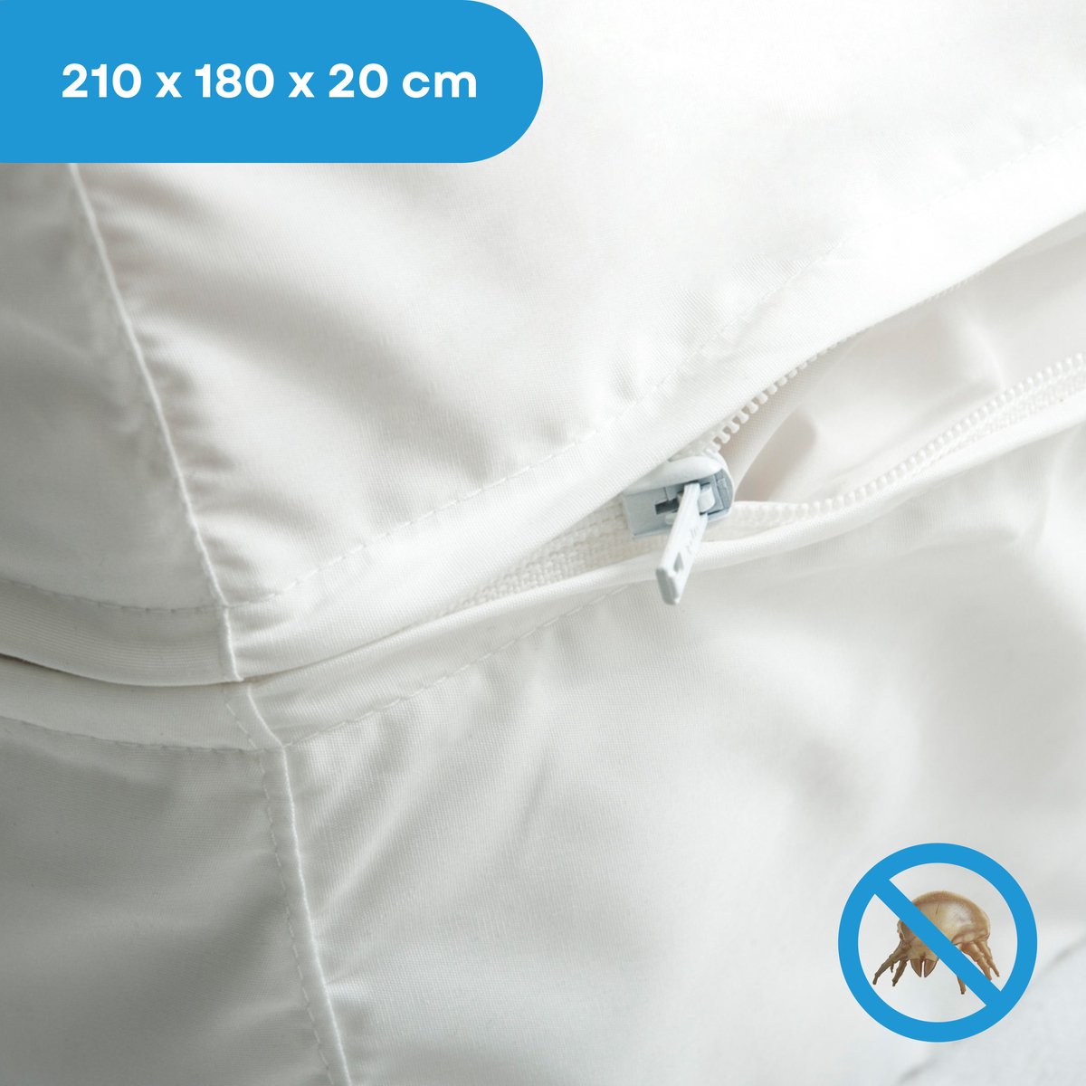 Cara C'air anti-allergie matrashoes - huisstofmijt allergie - wit 210x180x20cm