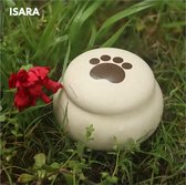Luxueze Mini Urn Hond Kat – Zandstenen Urne Met Dierenpootje – Urnen – Urn Voor Dieren – Urn Hond Overleden – Urn Kat – 130 ML – Beige