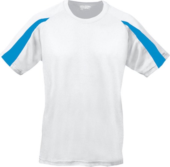 Just Cool Vegan Unisex T-shirt 'Contrast' met korte mouwen White/Sapphire Blue - S