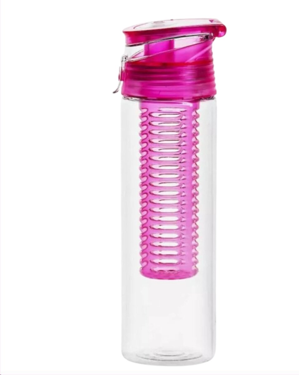 Sagaform Drink Fles Voor Fruit Met Vergrendelde Deksel, Roze BPA-vrij- waterfles- sportfles- yoga- Detox 750 ml