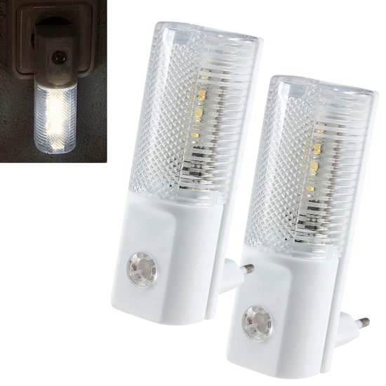Veilleuse LED Q-Link - 2 pièces - Capteur de lumière - Prise de lumière à capteur - Lumière LED Wit - Capteur jour et nuit - Enfants et Adultes