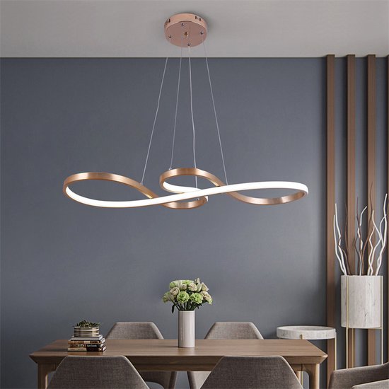 LuxiLamps - Hanglamp - Kroonluchter - Goud - Woonkamerlamp - Dimbaar Met Afstandsbediening - Moderne lamp - Eetkamer Lamp - LED Plafondlamp - Plafonniere - Afbeelding 7