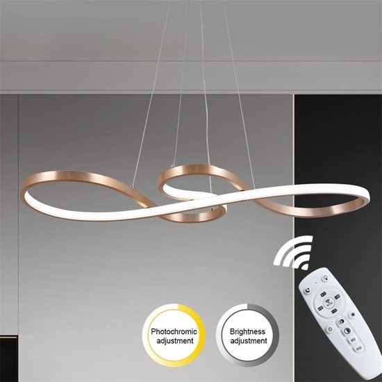 LuxiLamps - Hanglamp - Kroonluchter - Goud - Woonkamerlamp - Dimbaar Met Afstandsbediening - Moderne lamp - Eetkamer Lamp - LED Plafondlamp - Plafonniere - Afbeelding 4